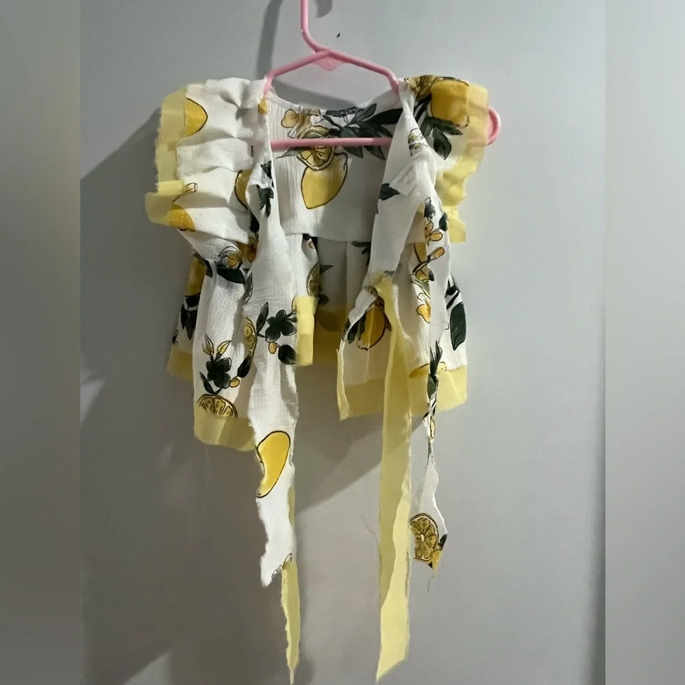 Yellow Lemon Print Bow Front Baby/Toddler Top